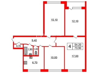 4-комн. кв. 73.9 м² 7/9 этаж