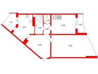  Квартира 96.2 кв.м. у метро Комендантский Проспект