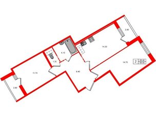 Квартира 55.5 кв.м. у метро Комендантский Проспект