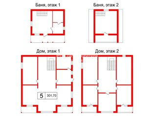 Жилой дом 301.7 м² в г Луга ул Малая Заречная, д11