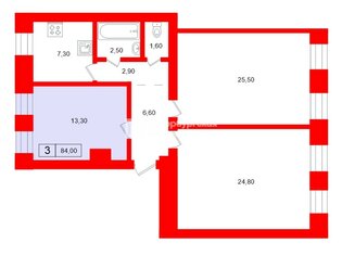 Комната 13.3 м² в 3-комн. кв. 4/4 этаж