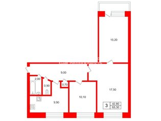 3-комн. кв. 65.3 м² 2/9 этаж
