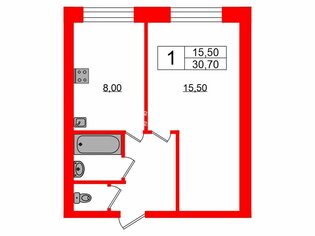 1-комн. кв. 30.7 м² 2/9 этаж