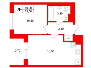 1-комн. кв. 33 м² 4/12 этаж