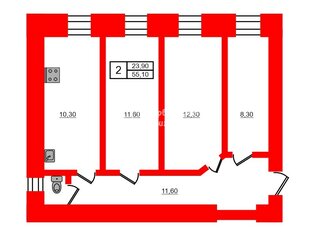 2-комн. кв. 55.1 м² 1/5 этаж