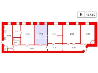 Комната 19.1 м² в 5-комн. кв. 4/6 этаж