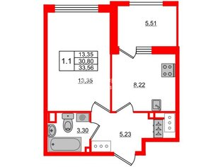 1-комн. кв. 30.1 м² 19/19 этаж