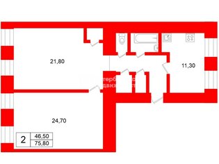2-комн. кв. 75.8 м² 4/5 этаж