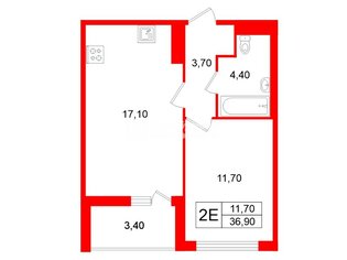  Квартира 36.9 кв.м. у метро Приморская
