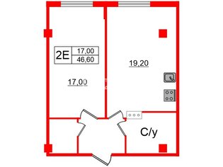 1-комн. кв. 46.6 м² 14/18 этаж