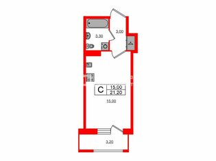 Студия 21.2 м² 6/13 этаж