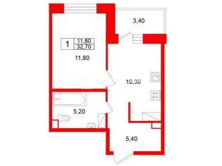 1-комн. кв. 32.7 м² 14/20 этаж
