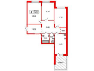 3-комн. кв. 116 м² 1/5 этаж