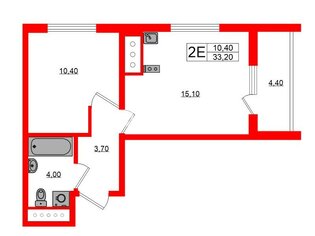  Квартира 33.2 кв.м. у метро Комендантский Проспект