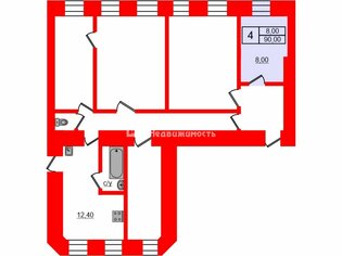 Комната 8 м² в 4-комн. кв. 4/6 этаж