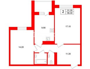 2-комн. кв. 56.3 м² 14/16 этаж