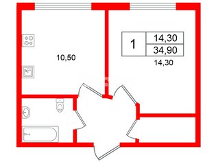 1-комн. кв. 34.9 м² 4/5 этаж