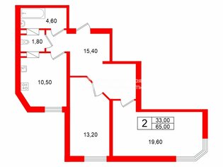 2-комн. кв. 65 м² 14/17 этаж
