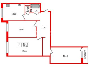 3-комн. кв. 80.5 м² 5/10 этаж