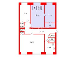 Комната 28.9 м² в 4-комн. кв. 1/5 этаж