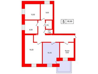 Комната 15.1 м² в 5-комн. кв. 5/5 этаж
