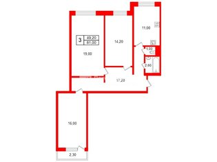 3-комн. кв. 81 м² 1/10 этаж