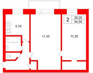 2-комн. кв. 44.5 м² 5/5 этаж