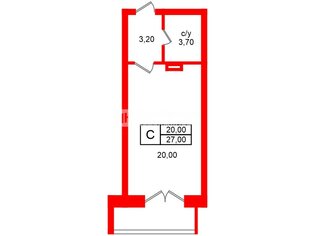 Студия 27 м² 6/10 этаж