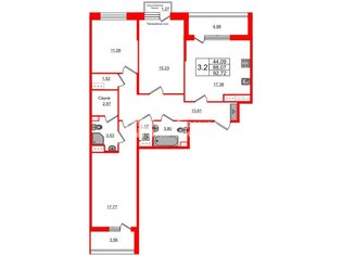 3-комн. кв. 87.2 м² 9/9 этаж