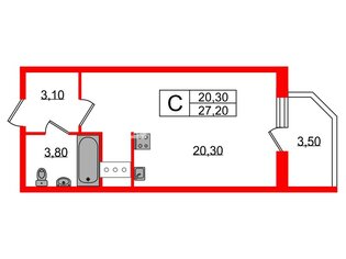 Студия 27.2 м² 7/24 этаж