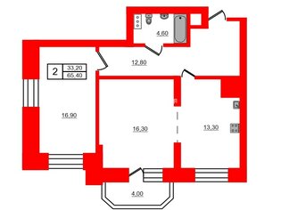 2-комн. кв. 65.4 м² 4/25 этаж