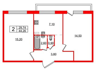 2-комн. кв. 44.26 м² 5/5 этаж