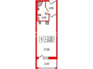 Студия 24.8 м² 1/8 этаж