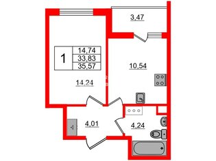 1-комн. кв. 33.8 м² 14/18 этаж