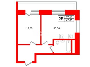 1-комн. кв. 42 м² 4/22 этаж