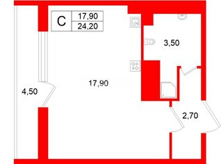 Студия 24.2 м² 8/12 этаж