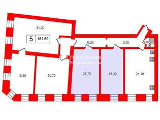 Комната 40 м² в 5-комн. кв. 4/4 этаж