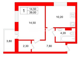 Квартира 39 кв.м. у метро Старая Деревня