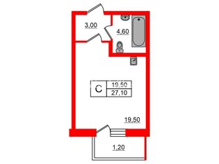 Студия 27.1 м² 2/12 этаж