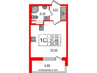 Студия 21.48 м² 9/12 этаж