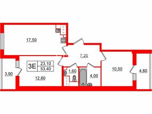 2-комн. кв. 53.4 м² 25/25 этаж