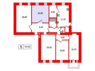 Комната 20.8 м² в 6-комн. кв. 2/6 этаж