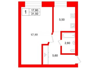 1-комн. кв. 31.5 м² 2/4 этаж