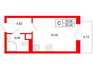 Студия 25.5 м² 4/25 этаж
