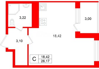Студия 26.17 м² 12/12 этаж
