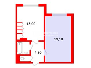 Комната 19.1 м² в 2-комн. кв. 12/12 этаж