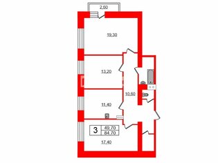 3-комн. кв. 84.7 м² 5/9 этаж