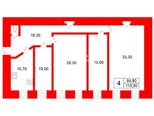4-комн. кв. 115 м² 4/6 этаж