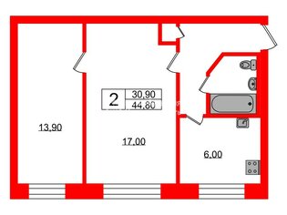 2-комн. кв. 44.8 м² 5/5 этаж