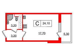 Студия 24.1 м² 11/12 этаж